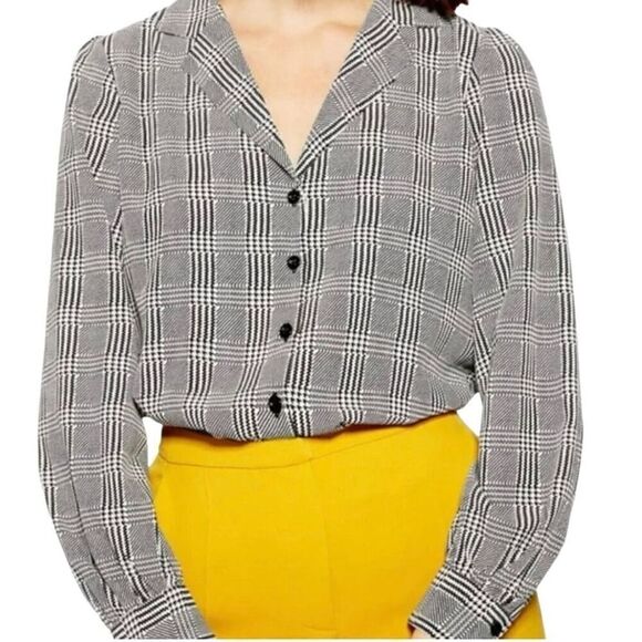 Topshop Houndstooth Button Down Long Sleeve Shirt size 6 - Picture 11 of 11